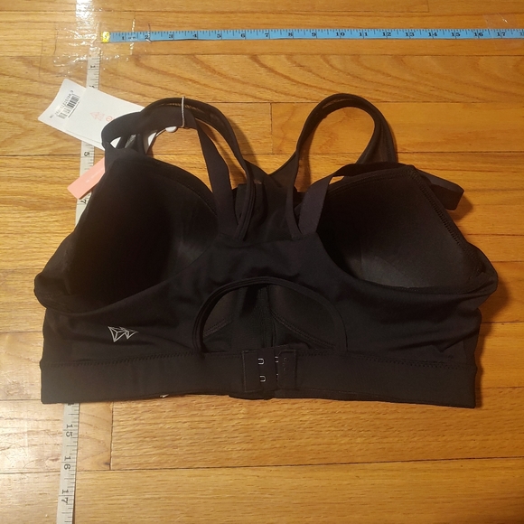 Black High Impact Women Sports Bra Front Closure Double Mesh Running Bra X-LARGE - Picture 6 of 10